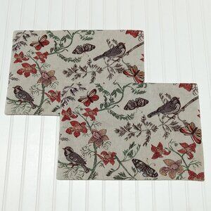 SONOMA Tapestry Placemats 12.5 x 18 Butterflies Birds Flowers Pillows Set of 2